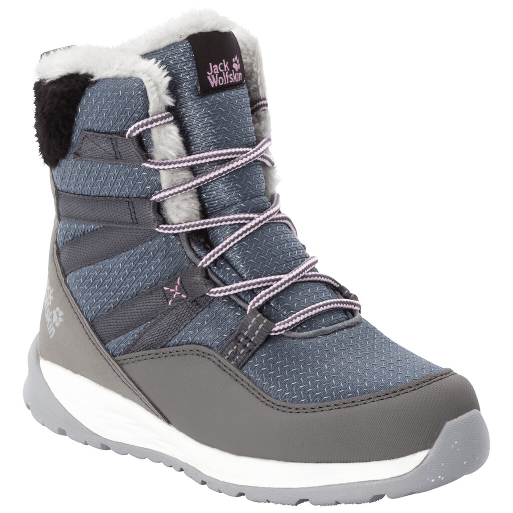 Jack Wolfskin POLAR WOLF TEXAPORE HIGH Chaussures Enfant Gris/Blanche - VXTPSZC-54